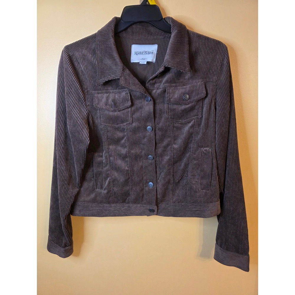 Reserve Fairfax Brown Corduroy Trucker Jacket Womens Large JKJR2964BT Stretch